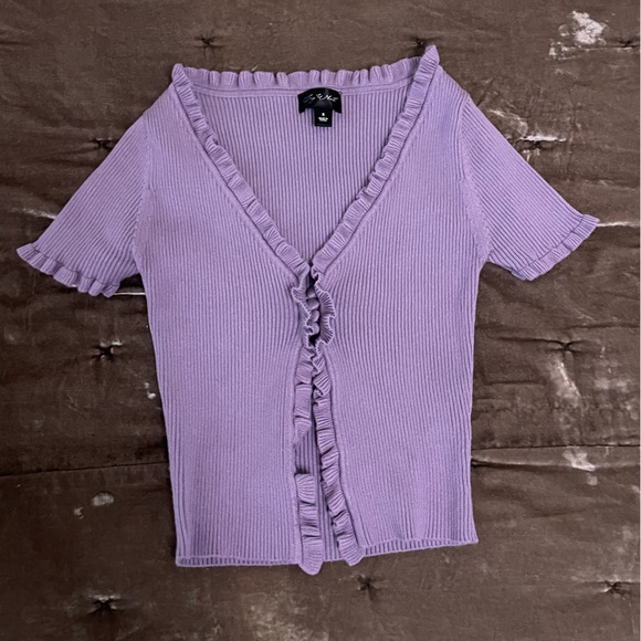 Urban Outfitters Tops - Purple Ruffled Short Sleeve Cardigan